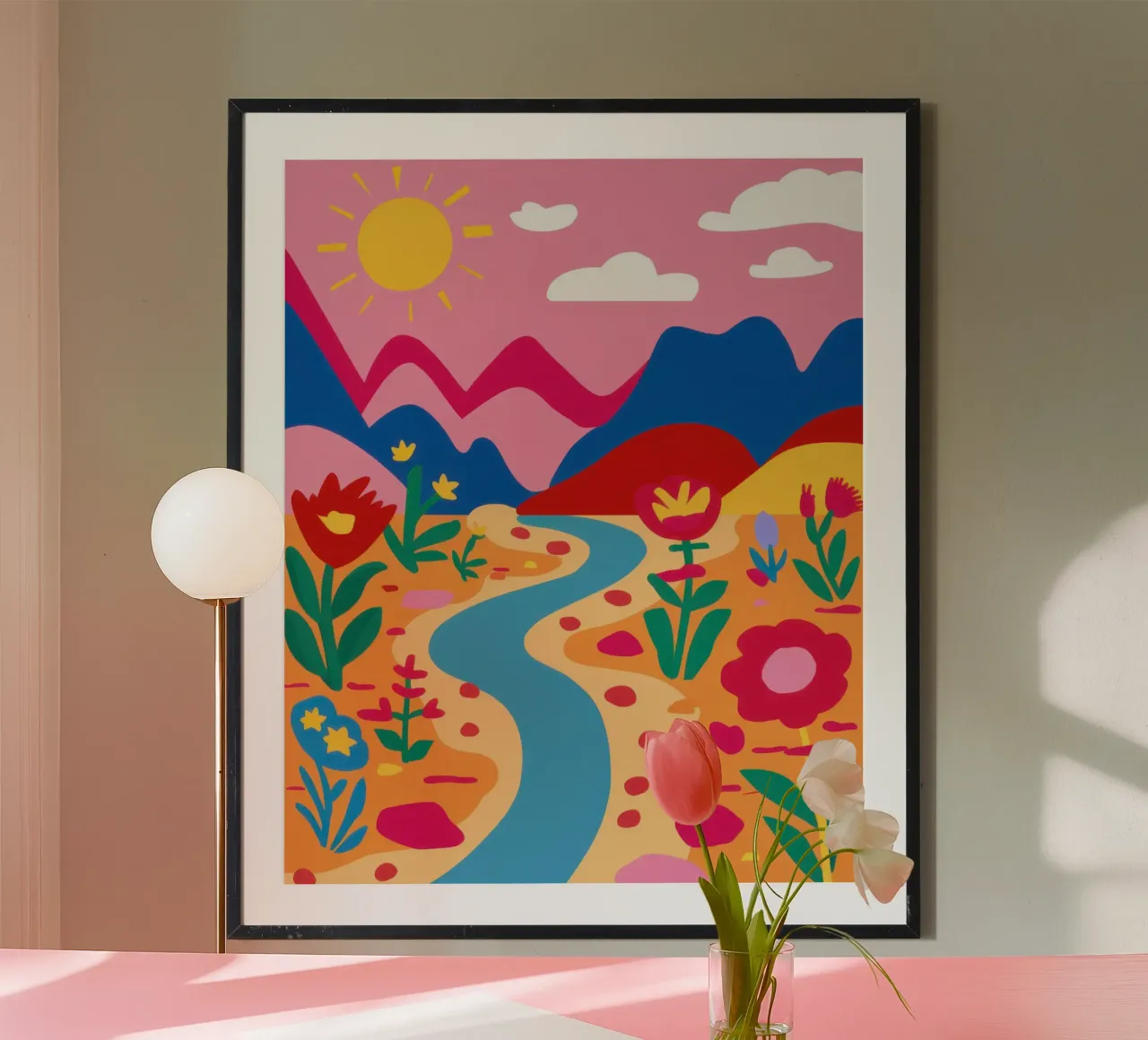 Viaggio nel fiume tortuoso poster con telaio in alluminio da Enter Bloom