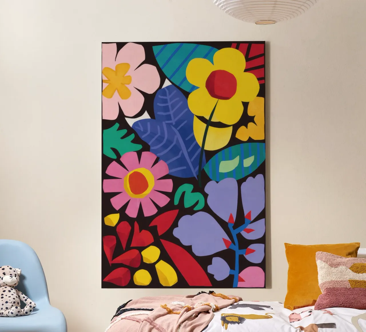 Arte popolare in fiore tela con Cornice a cassetta da Echo Saber