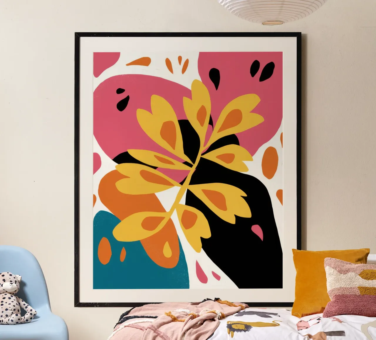 Gewaagde abstracte bloei poster met kunststof frame van Moon Revolver