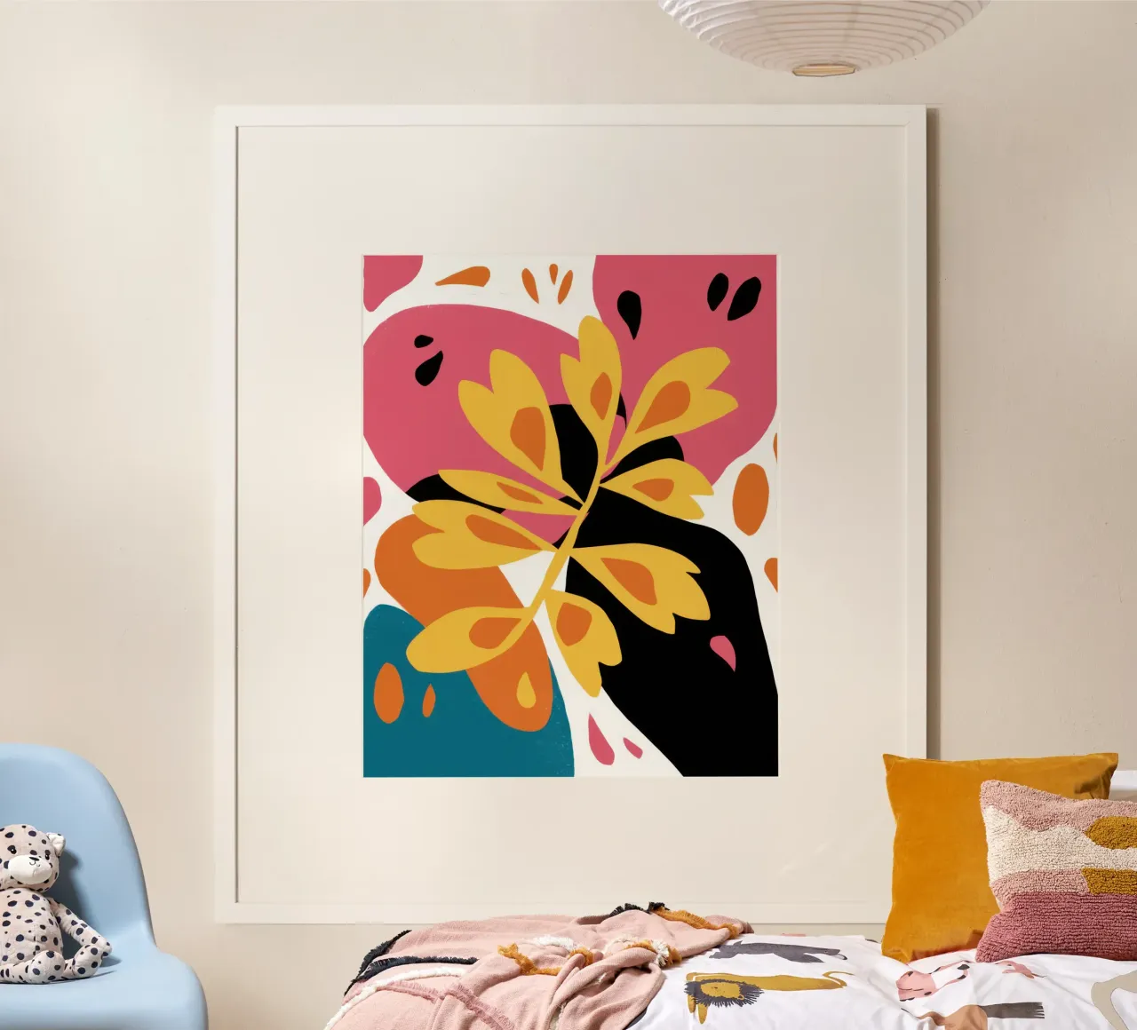 Gewaagde abstracte bloei poster met kunststof frame van Moon Revolver