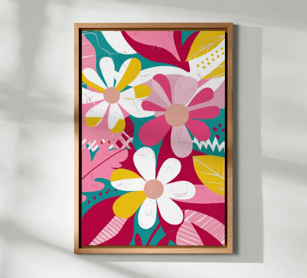 Elektrisch bloemenboeket canvas met Baklijst van Orchid Patina