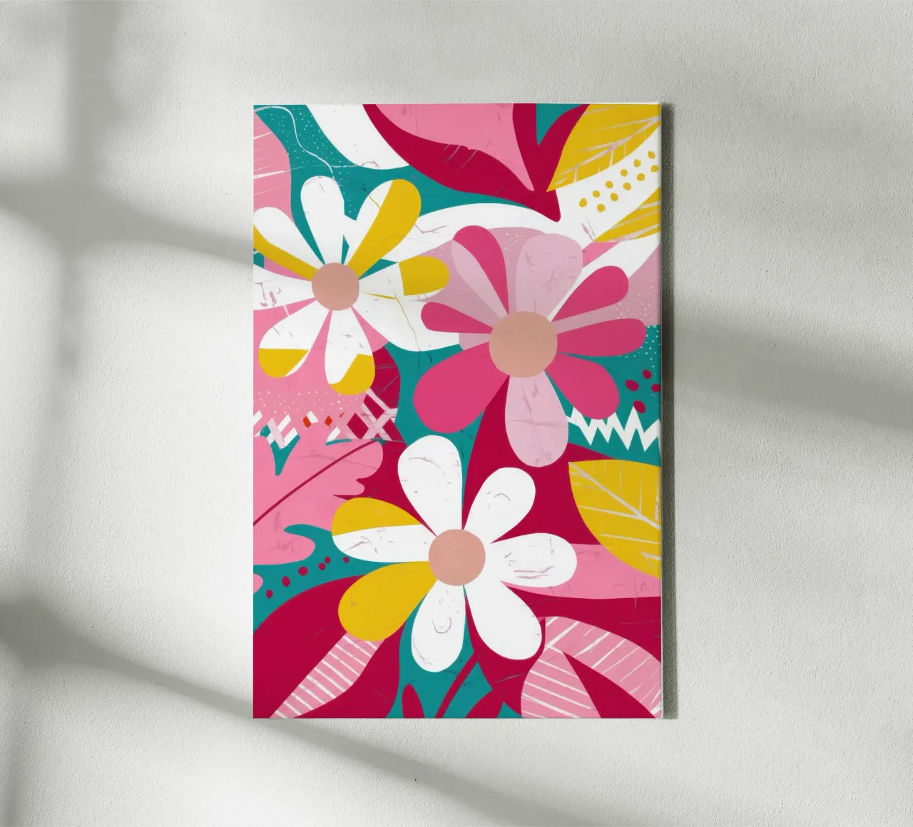 Elektrisch bloemenboeket canvas met Baklijst van Orchid Patina