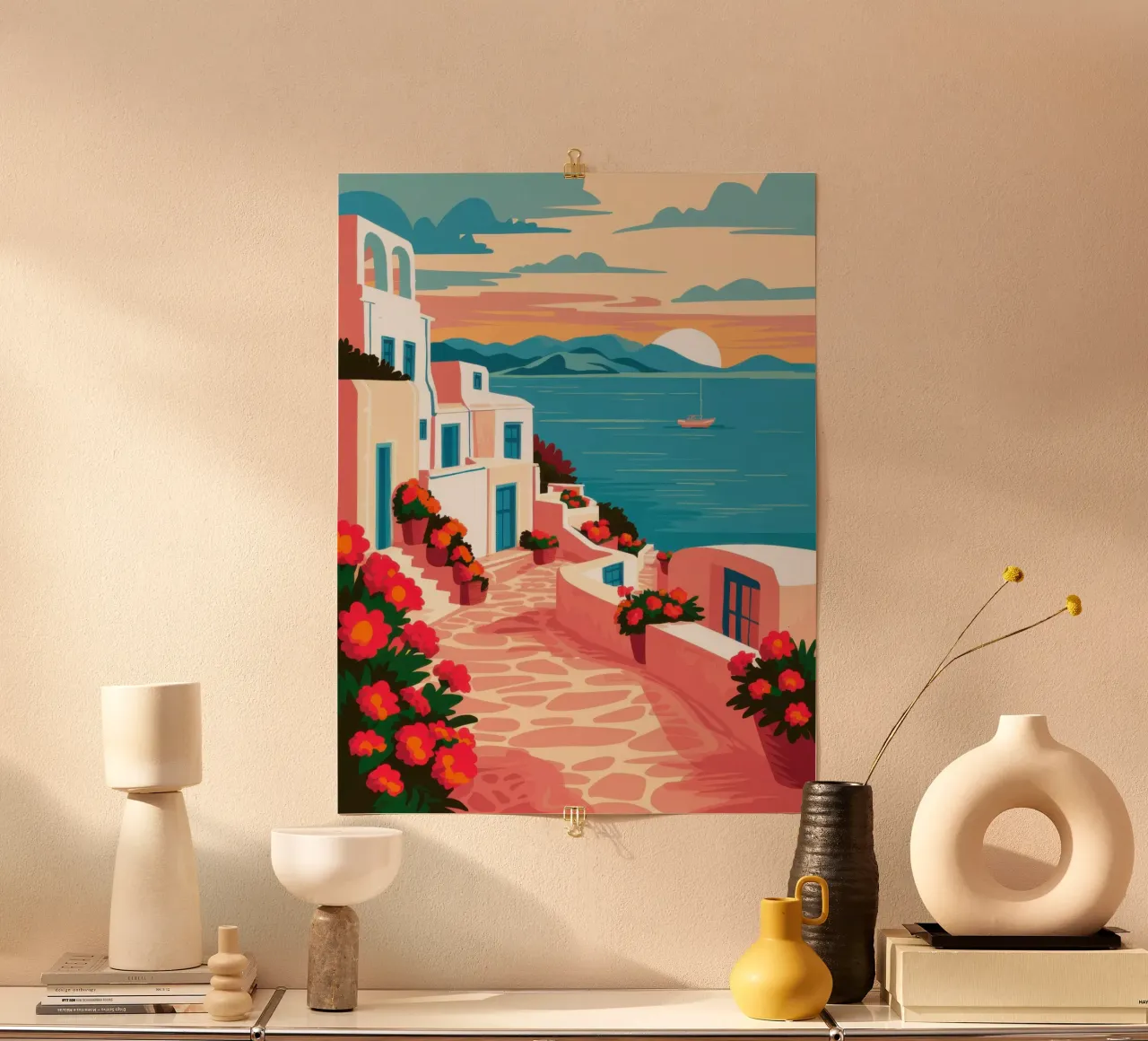 Sentiero del tramonto del Mar Egeo poster da Wish Studio