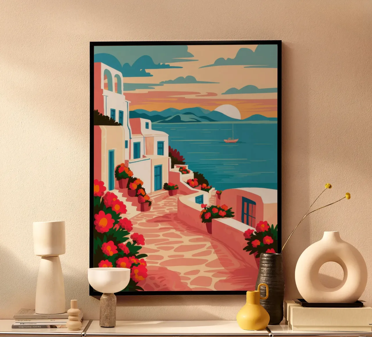 Sentiero del tramonto del Mar Egeo poster da Wish Studio