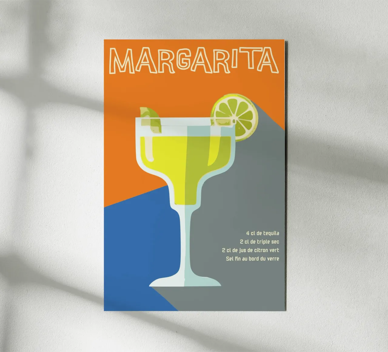 Bold Margarita Cocktail Recipe Art - Retro Style alu-dibond by Une Affaire de Filles