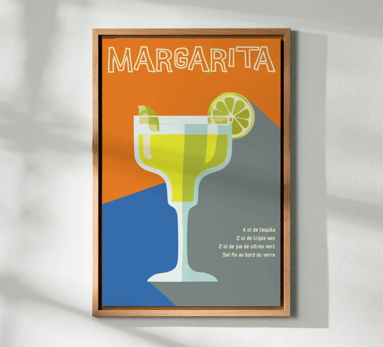 Bold Margarita Cocktail Recipe Art - Retro Style tela con Cornice a cassetta da Une Affaire de Filles