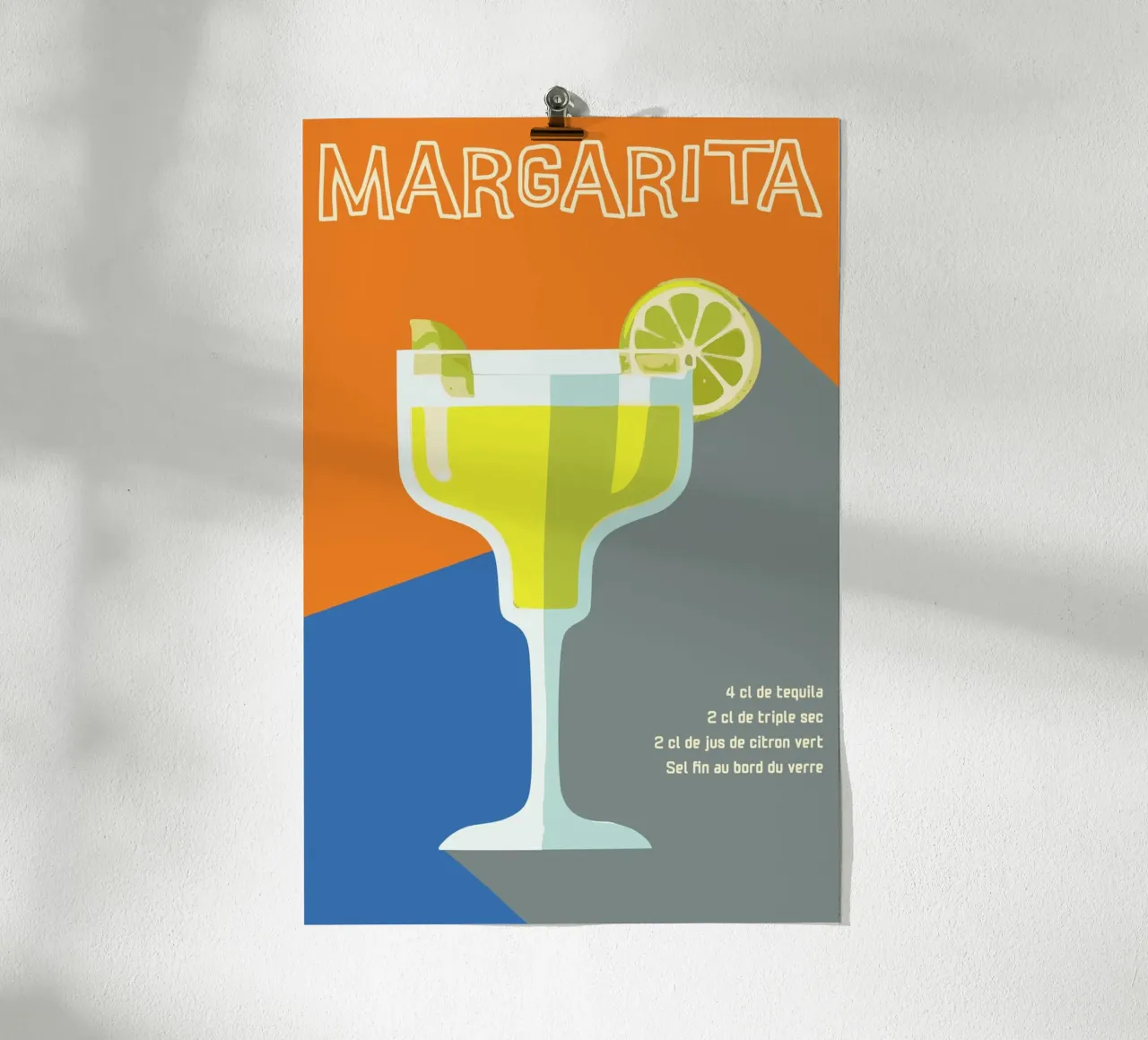 Bold Margarita Cocktail Recipe Art - Retro Style poster con telaio in legno da Une Affaire de Filles