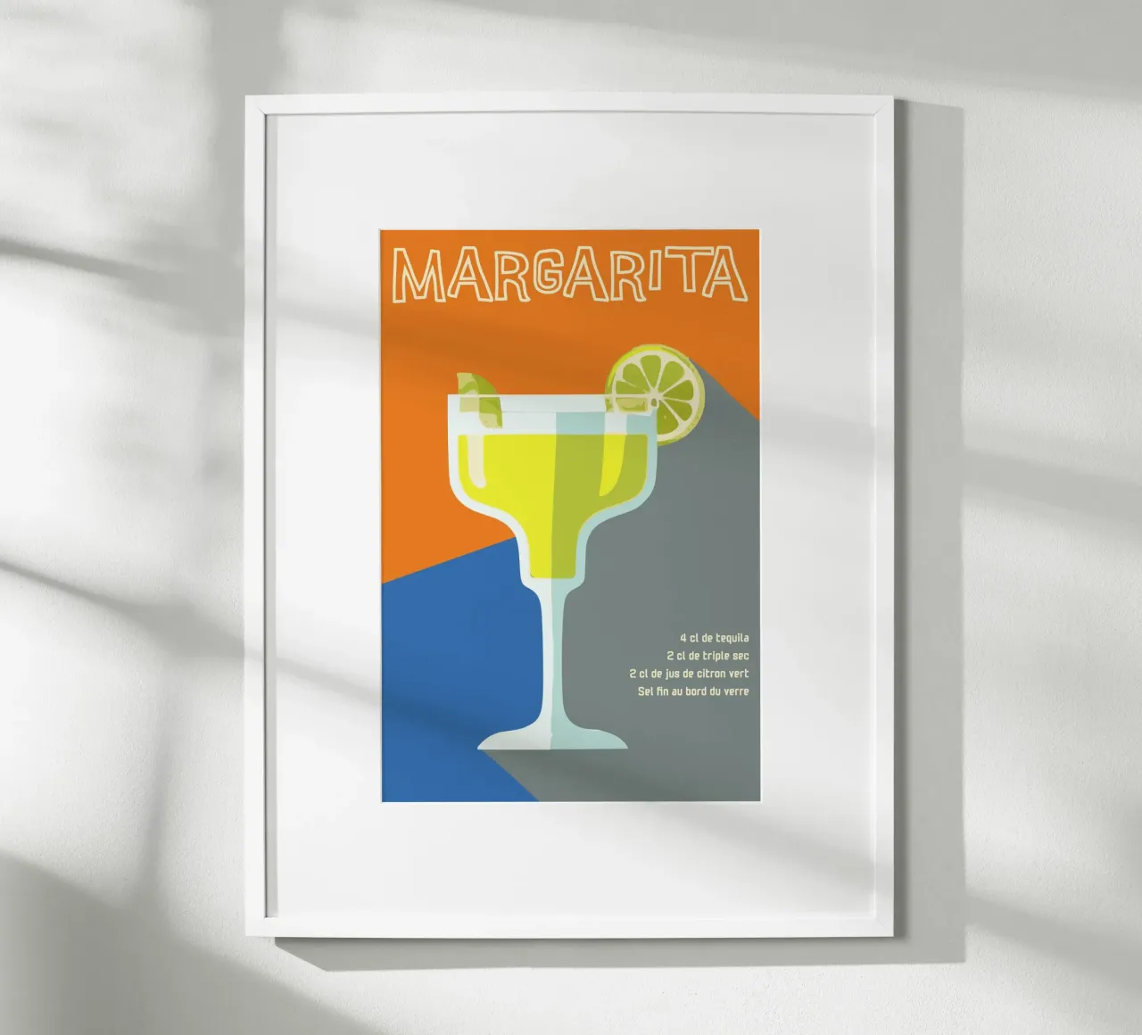 Bold Margarita Cocktail Recipe Art - Retro Style poster con telaio in legno da Une Affaire de Filles