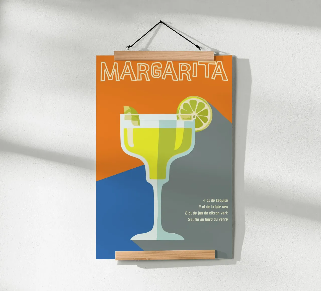 Bold Margarita Cocktail Recipe Art - Retro Style poster con telaio in legno da Une Affaire de Filles