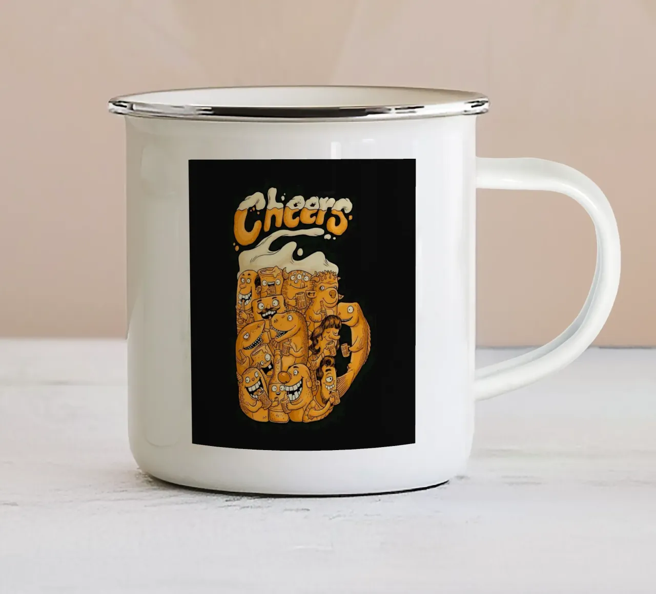 shape funny beer tazza in smalto da comura