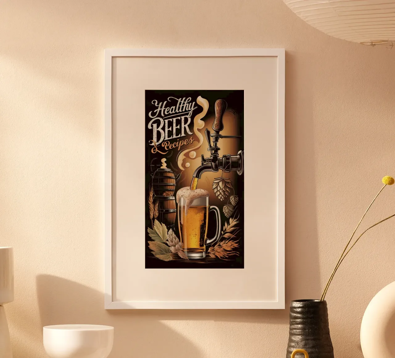 healthy beer recipe poster con telaio in plastica da Josum