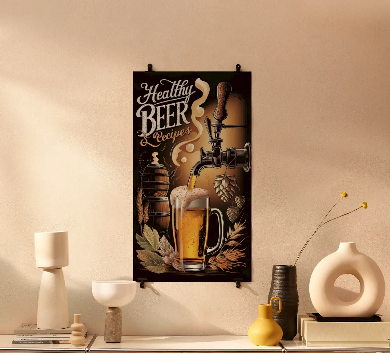 healthy beer recipe poster con telaio in plastica da Josum
