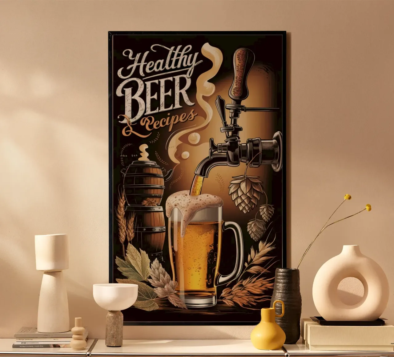 healthy beer recipe poster con telaio in plastica da Josum