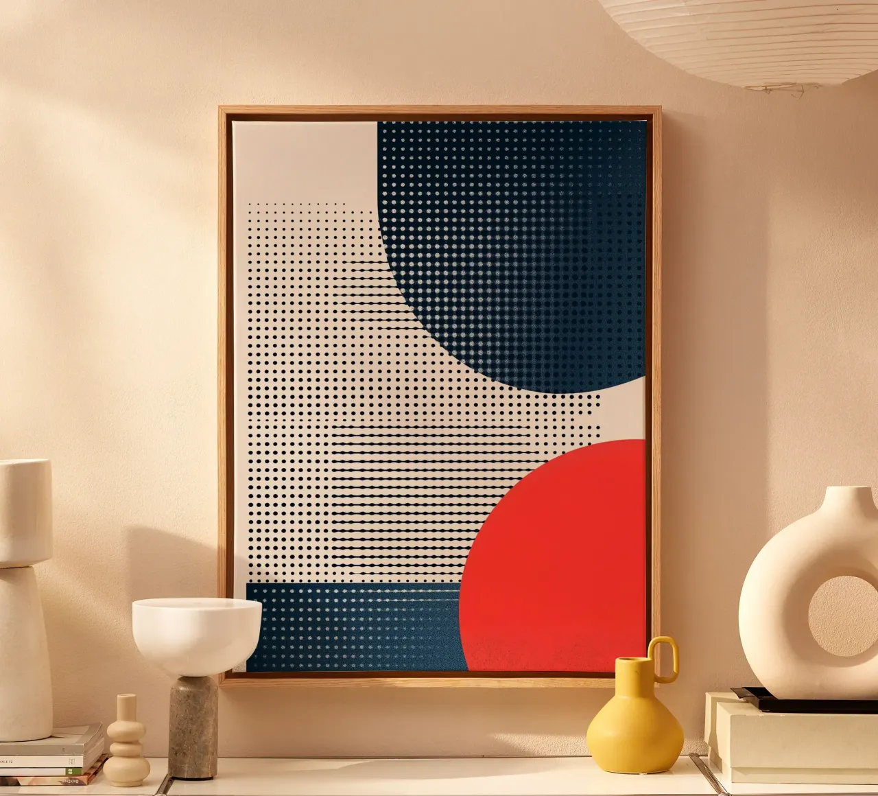 dot circle color shape canvas with Floater frame by comura