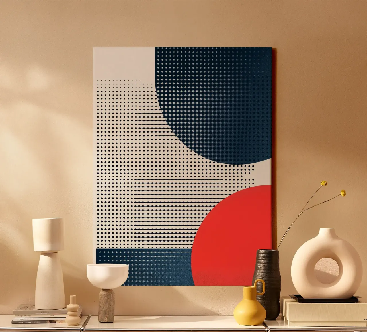 dot circle color shape canvas with Floater frame by comura