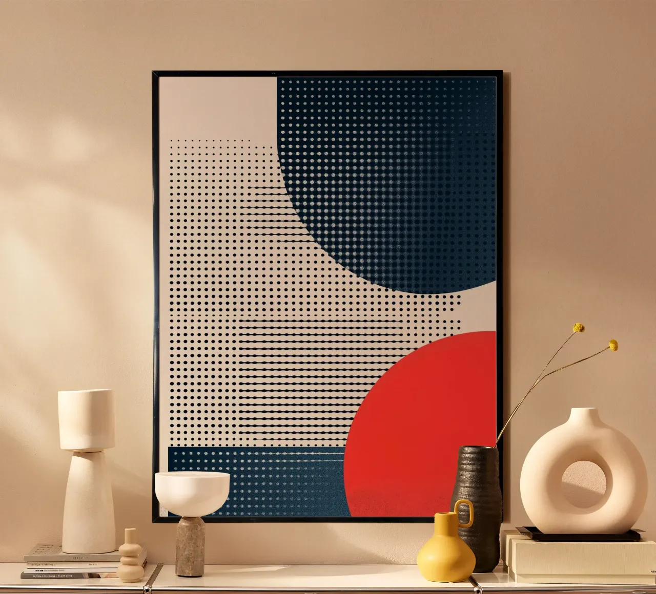 dot circle color shape poster con telaio in legno da comura