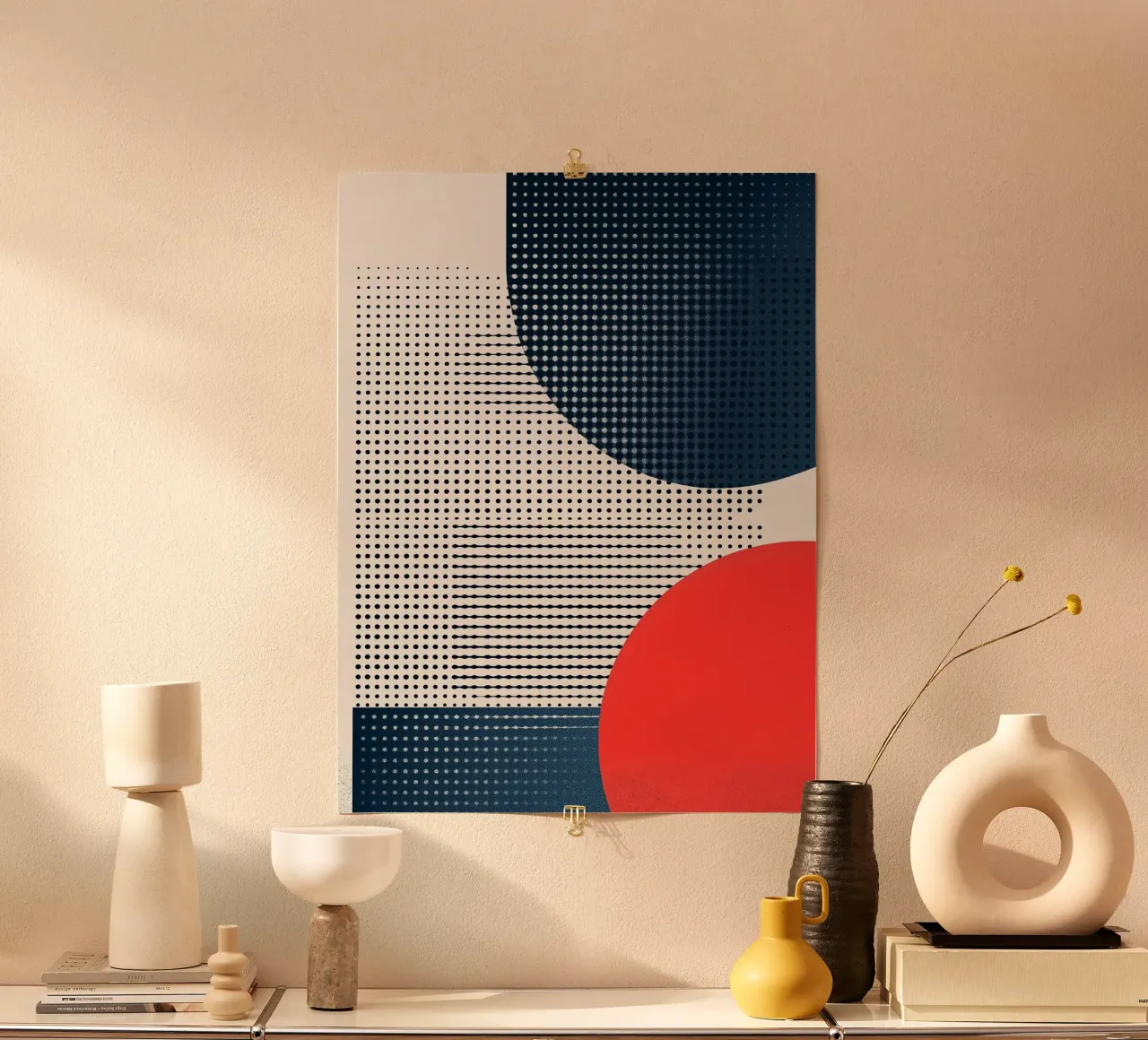 dot circle color shape poster con telaio in legno da comura