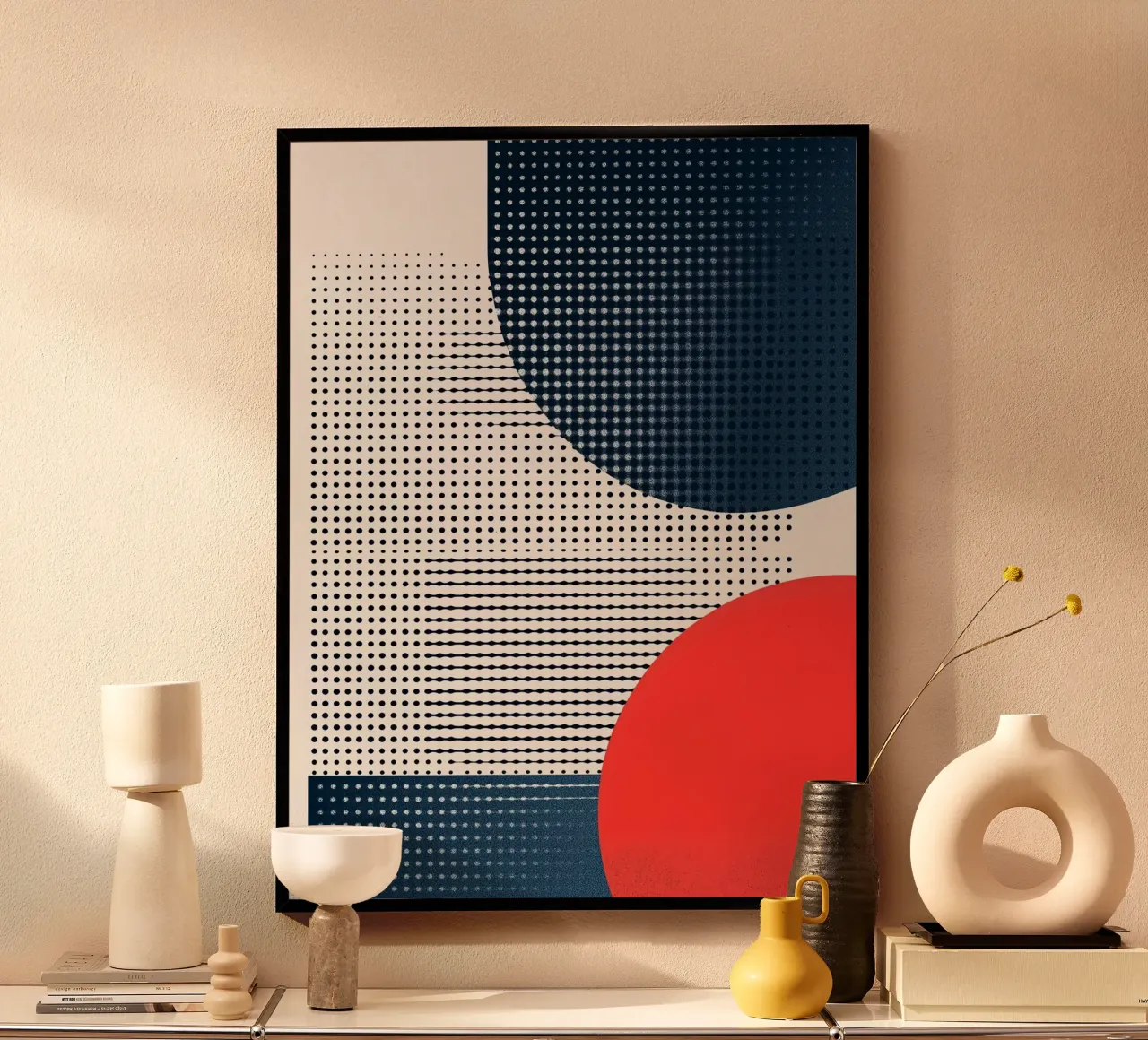 dot circle color shape poster con telaio in legno da comura