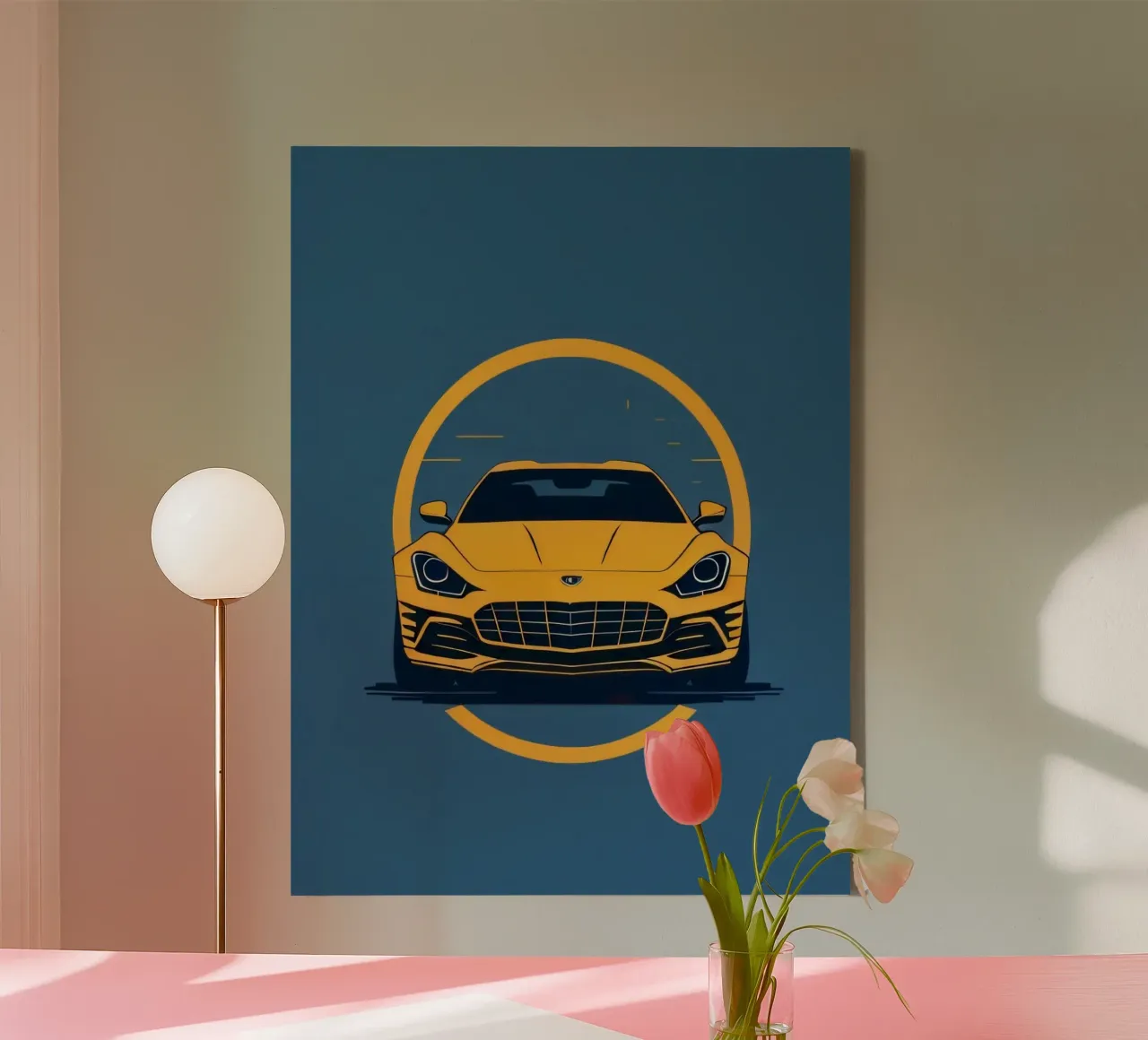car circle yellow tela con Cornice a cassetta da Josum