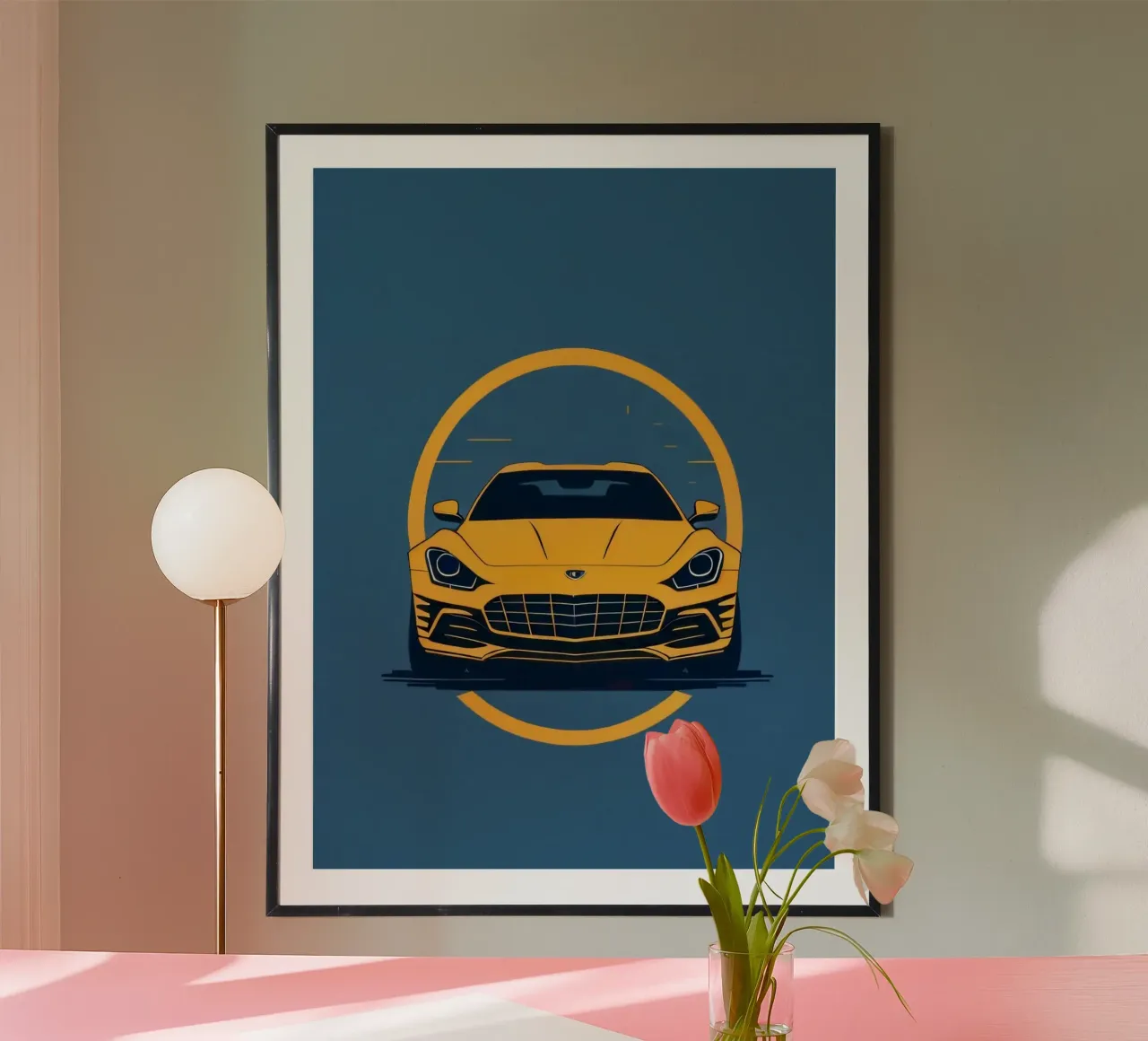 car circle yellow poster con telaio in plastica da Josum
