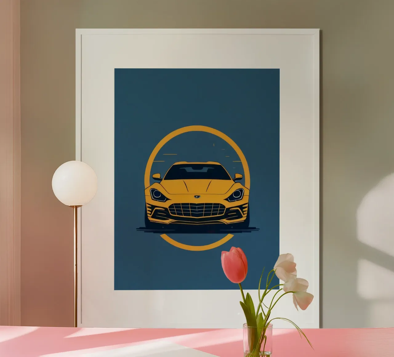 car circle yellow poster con telaio in plastica da Josum