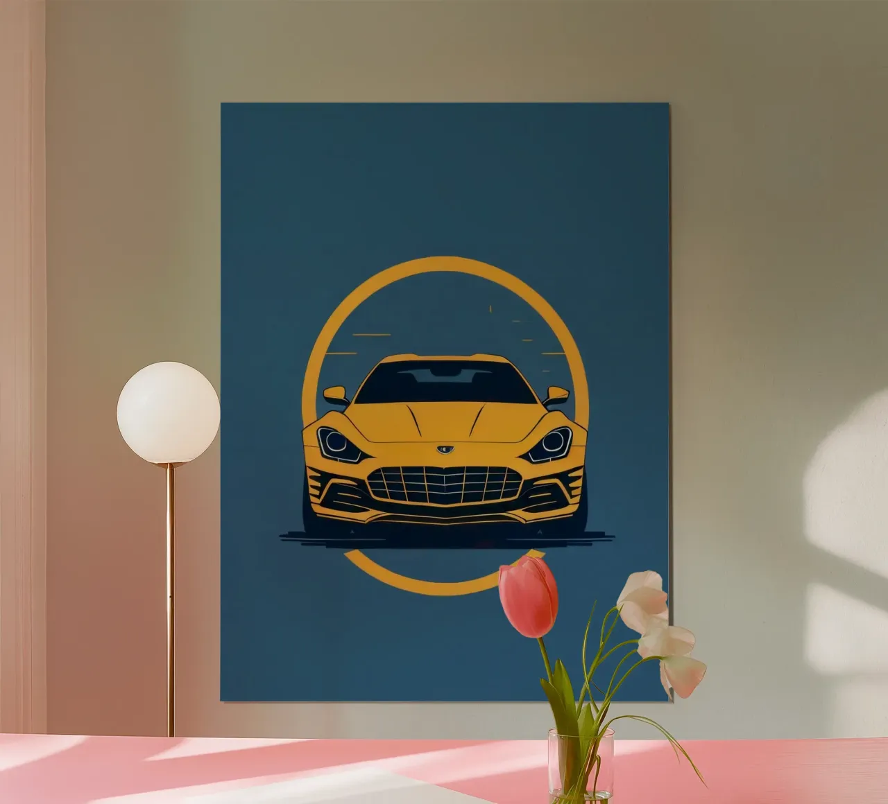 car circle yellow poster con telaio in plastica da Josum