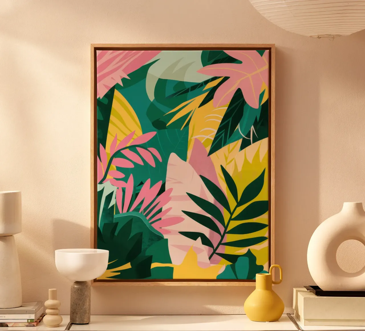Lush Leaf Abstract Leinwand mit Schattenfugenrahmen von Wish Studio