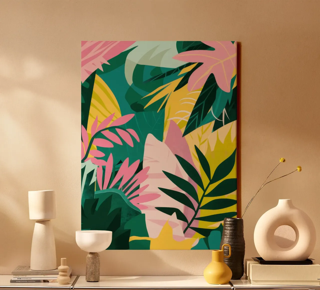 Lush Leaf Abstract Leinwand mit Schattenfugenrahmen von Wish Studio