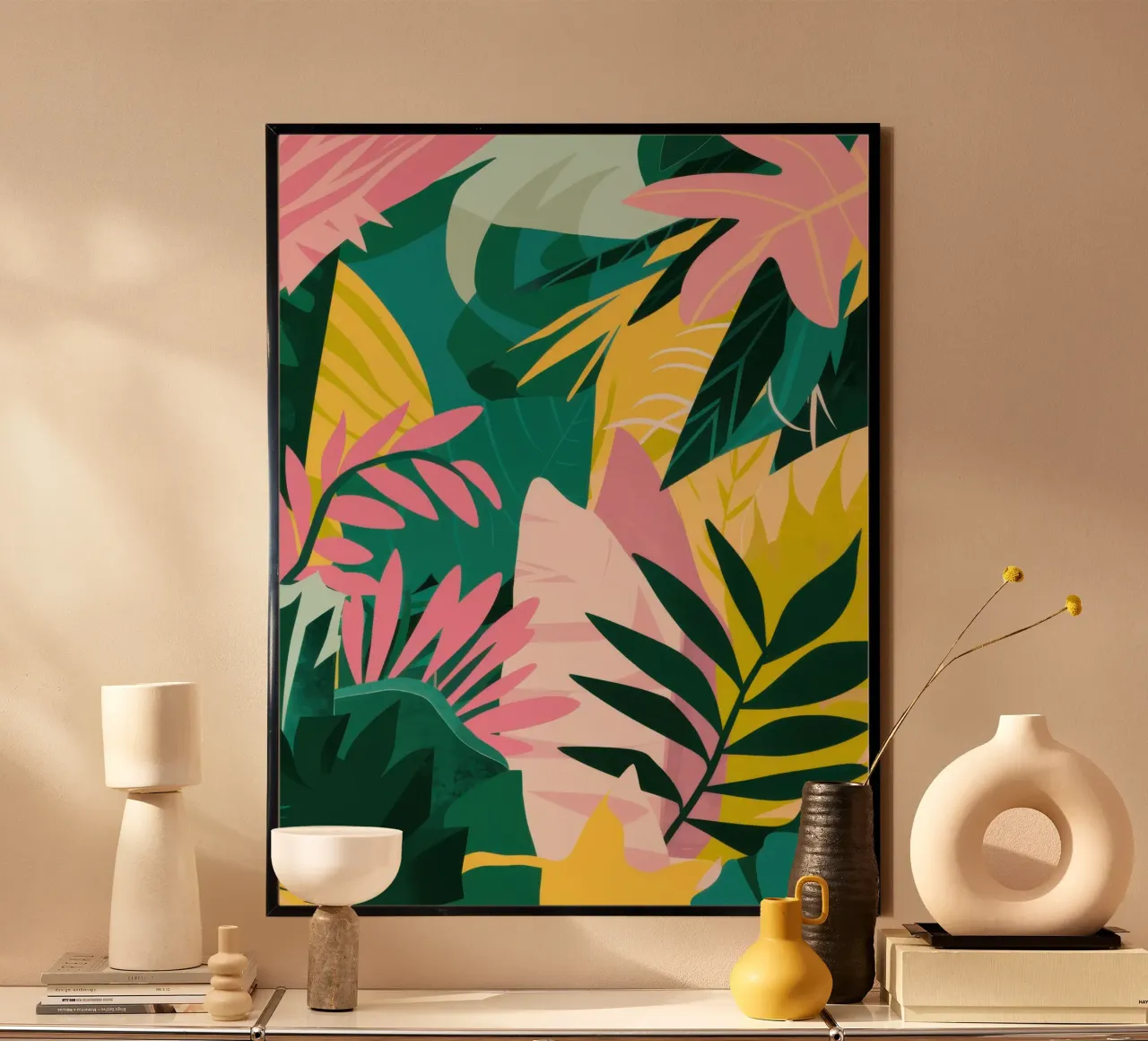 Foglie astratte poster con telaio in alluminio da Wish Studio