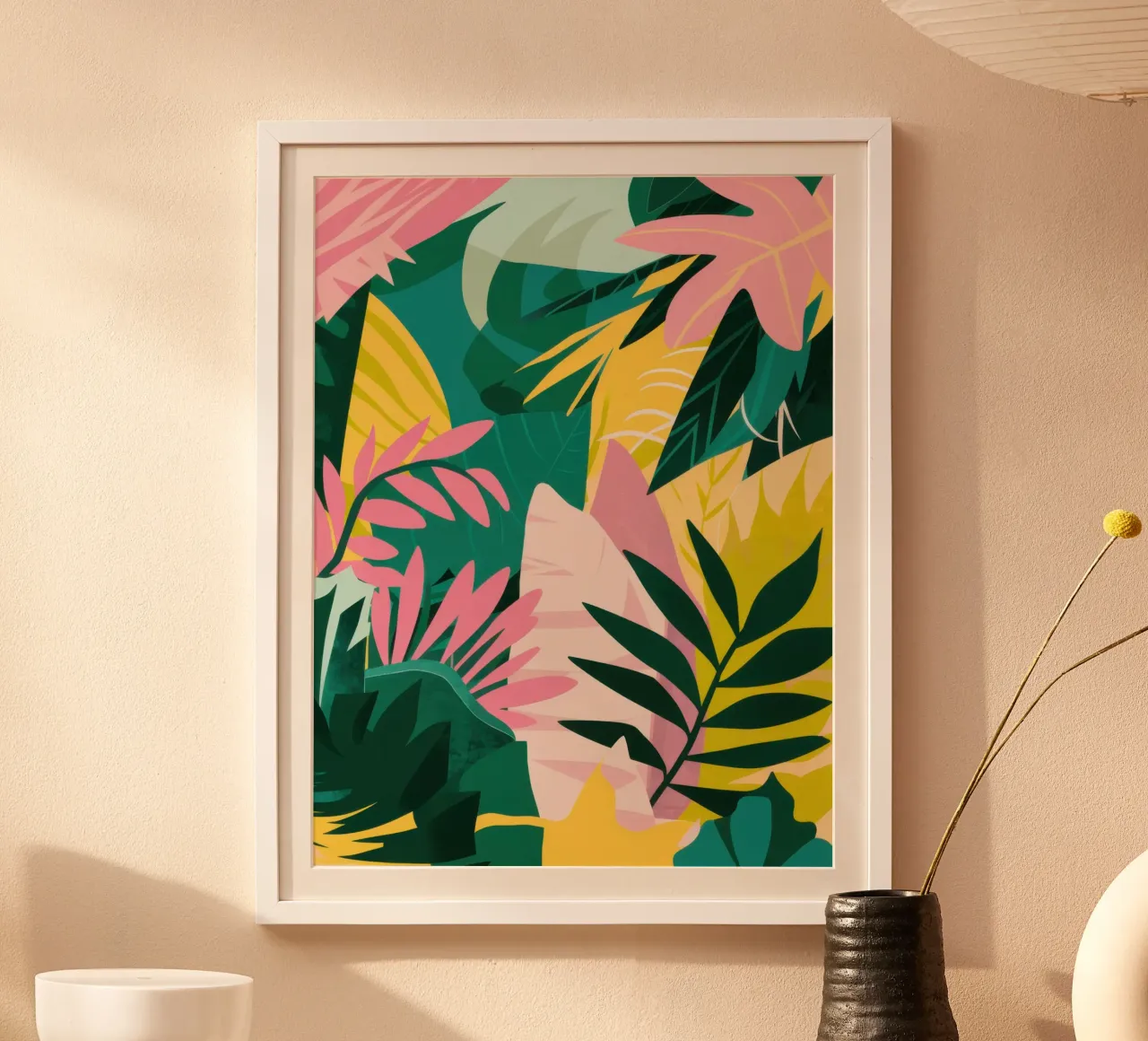 Foglie astratte poster con telaio in alluminio da Wish Studio