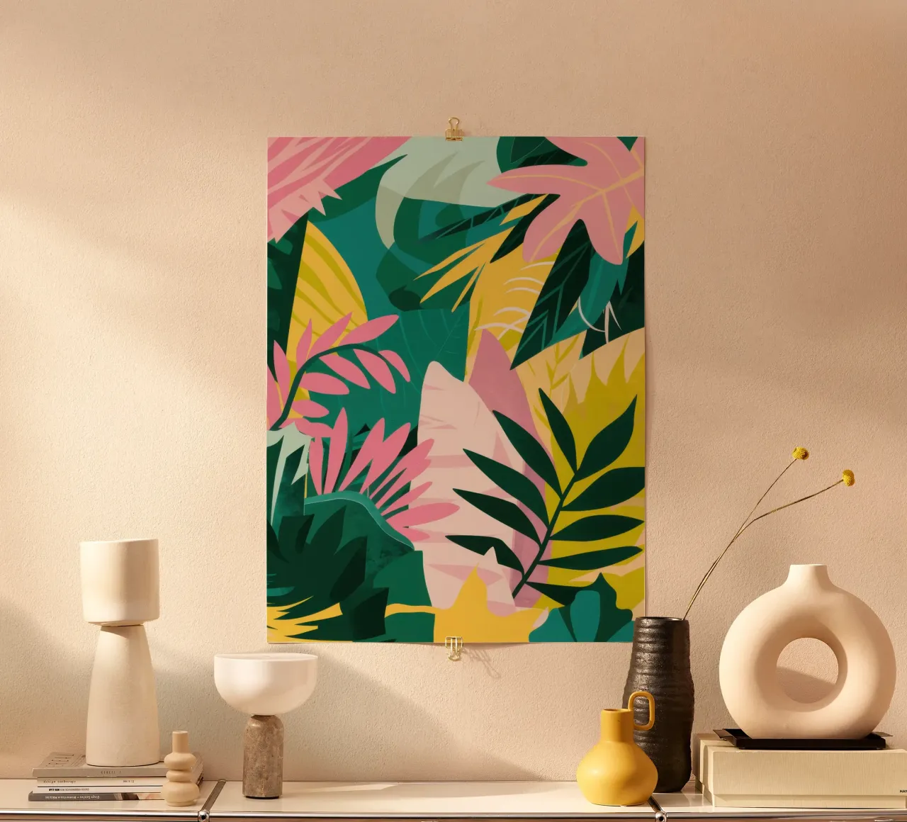 Foglie astratte poster con telaio in alluminio da Wish Studio