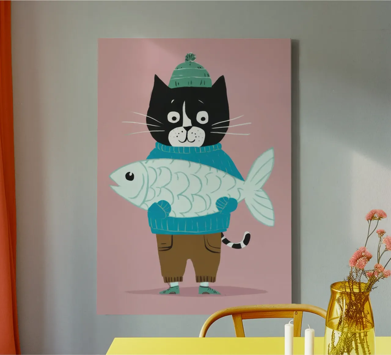 Fisherman Cat Pride canvas with Floater frame by Enter Bloom