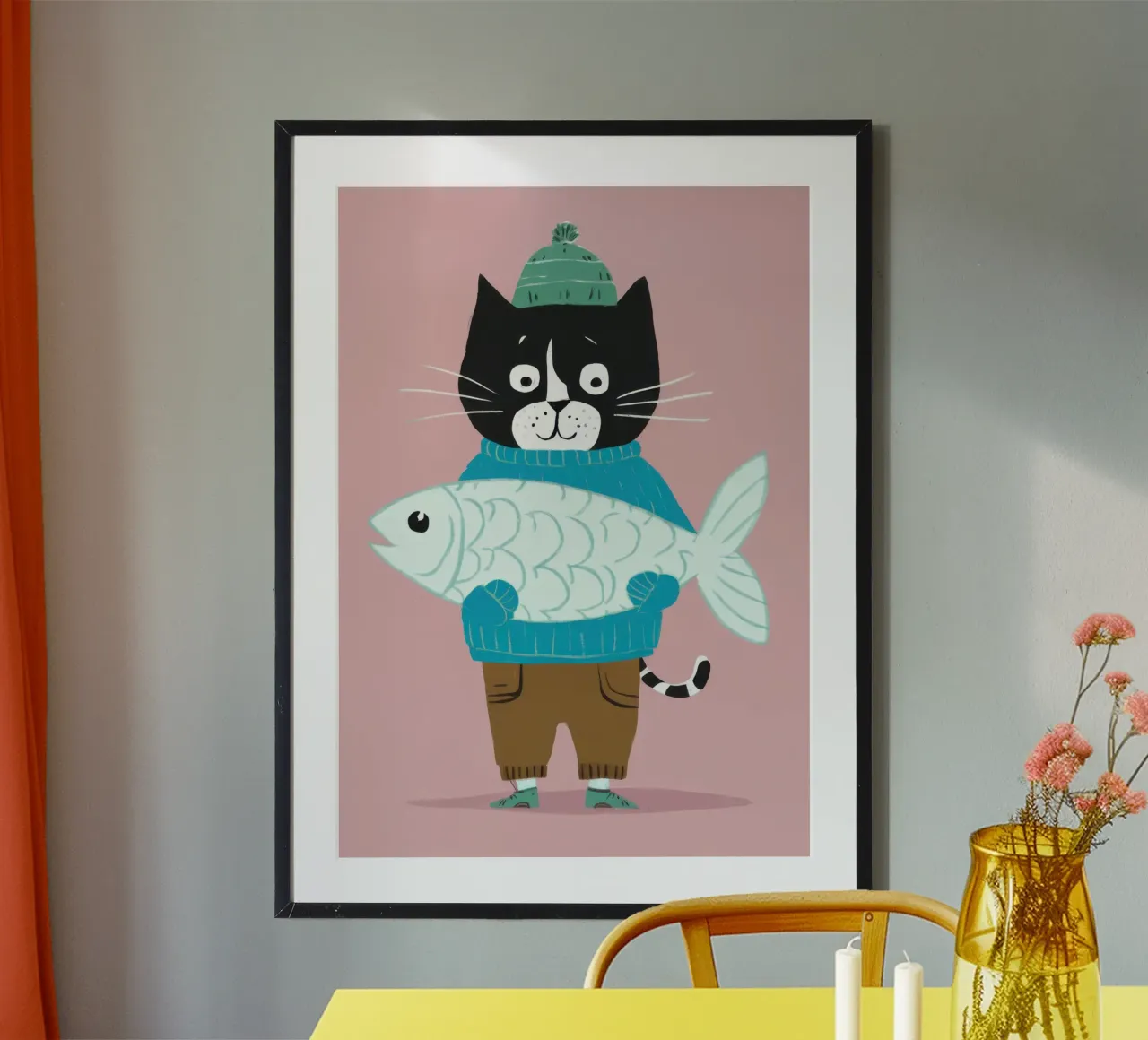 Orgoglio del gatto pescatore poster con telaio in plastica da Enter Bloom