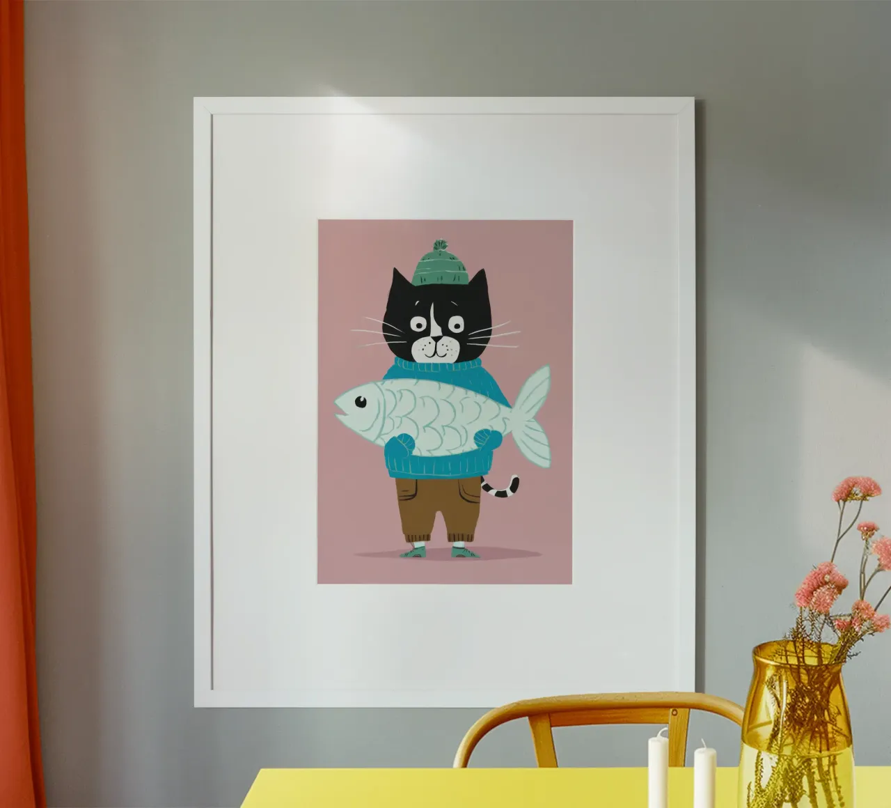 Orgoglio del gatto pescatore poster con telaio in plastica da Enter Bloom