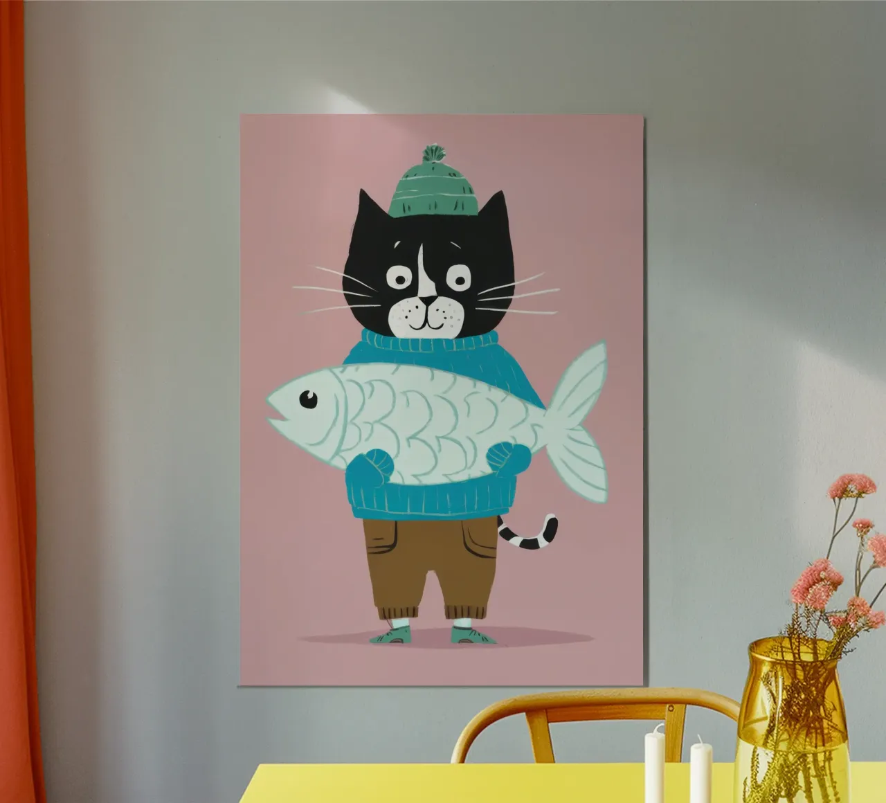 Orgoglio del gatto pescatore poster con telaio in plastica da Enter Bloom