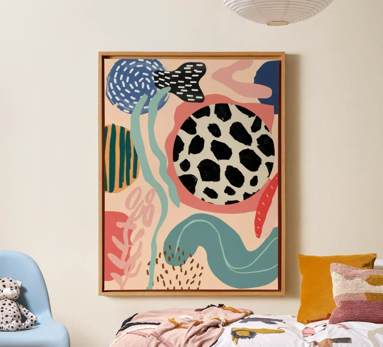 Playful Pattern Collage canvas with Floater frame by Wish Studio