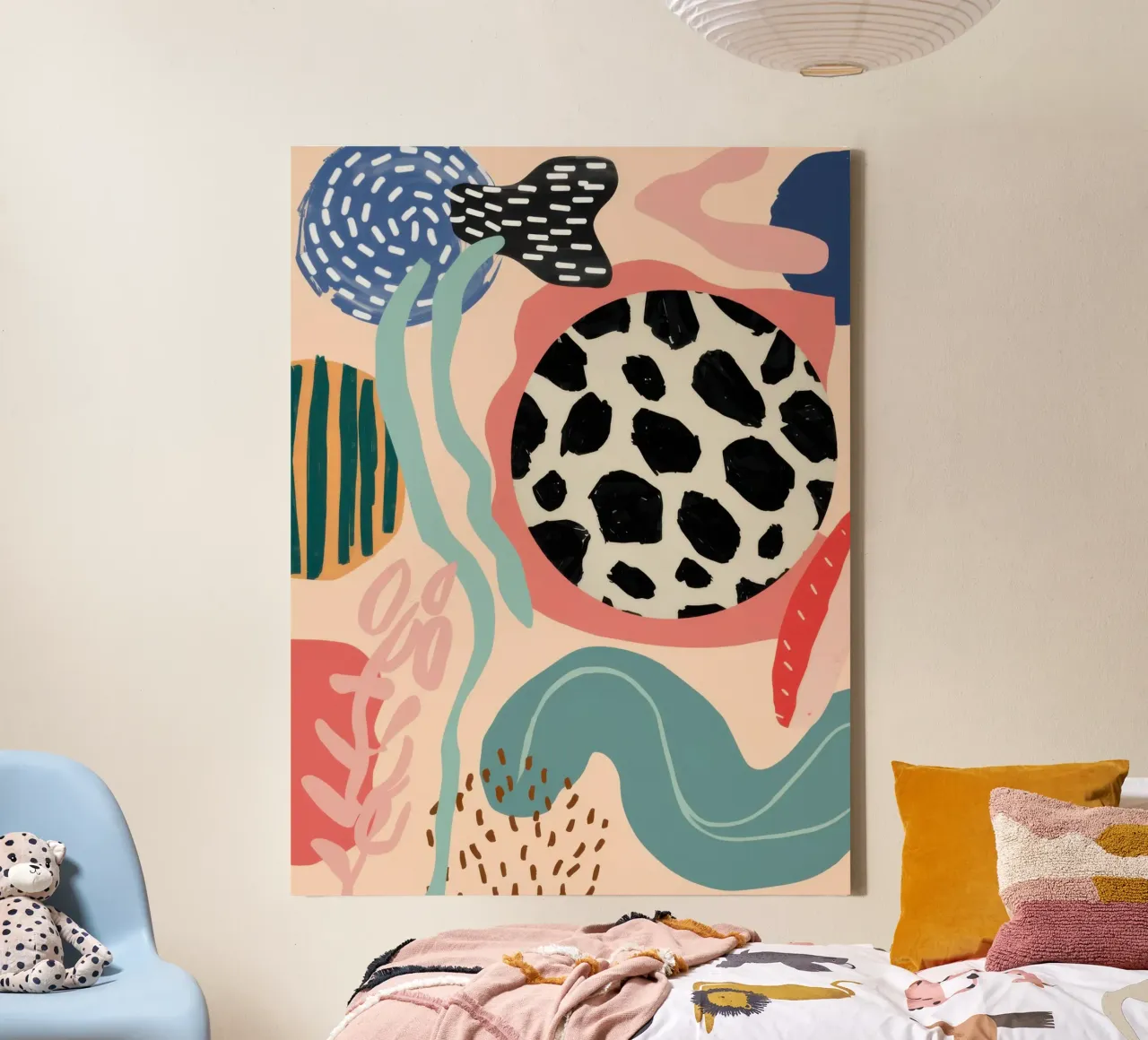 Playful Pattern Collage canvas with Floater frame by Wish Studio