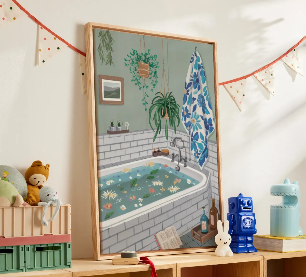 Ritiro dei bagni botanici tela con Cornice a cassetta da Orchid Patina