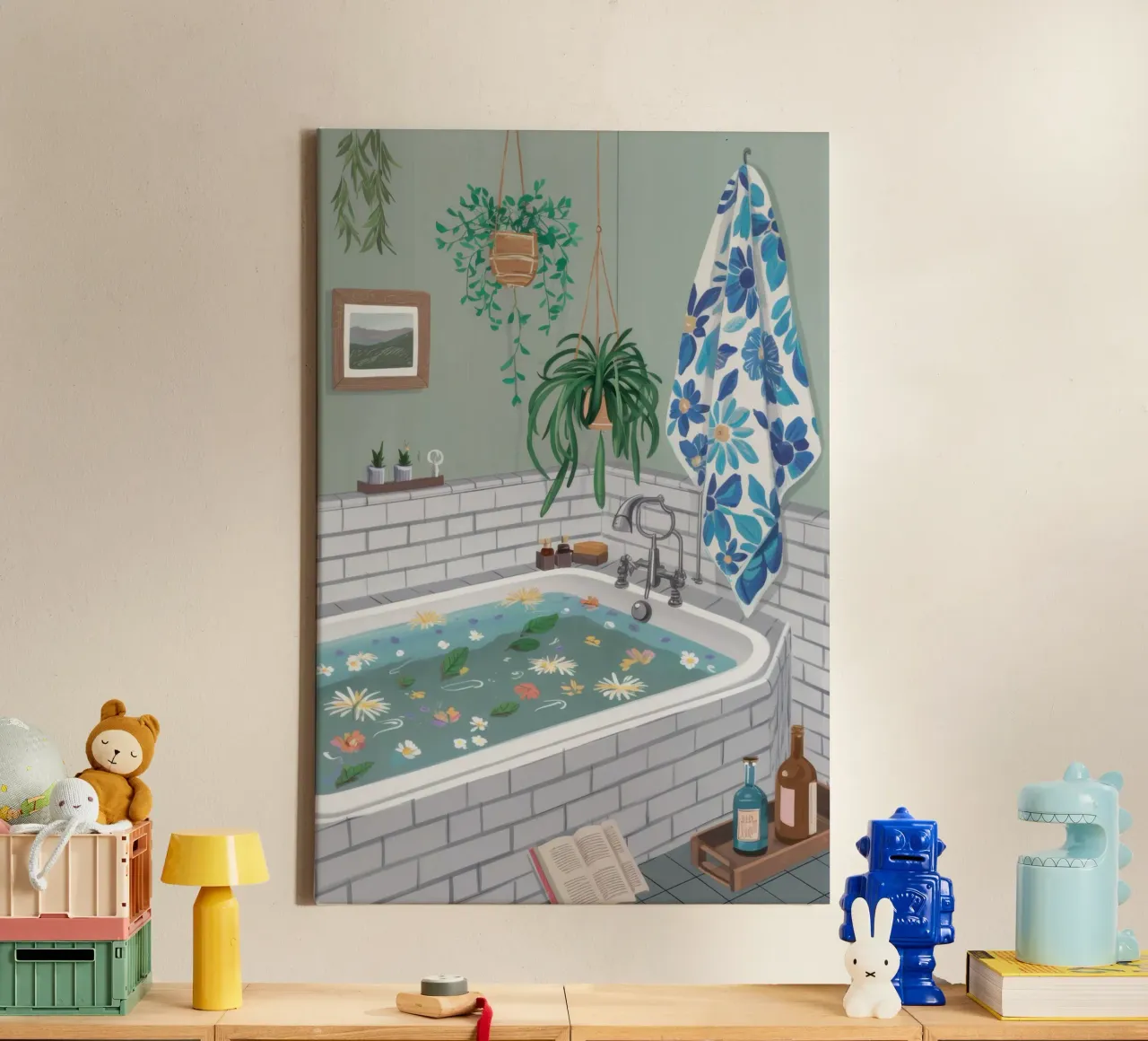 Ritiro dei bagni botanici tela con Cornice a cassetta da Orchid Patina