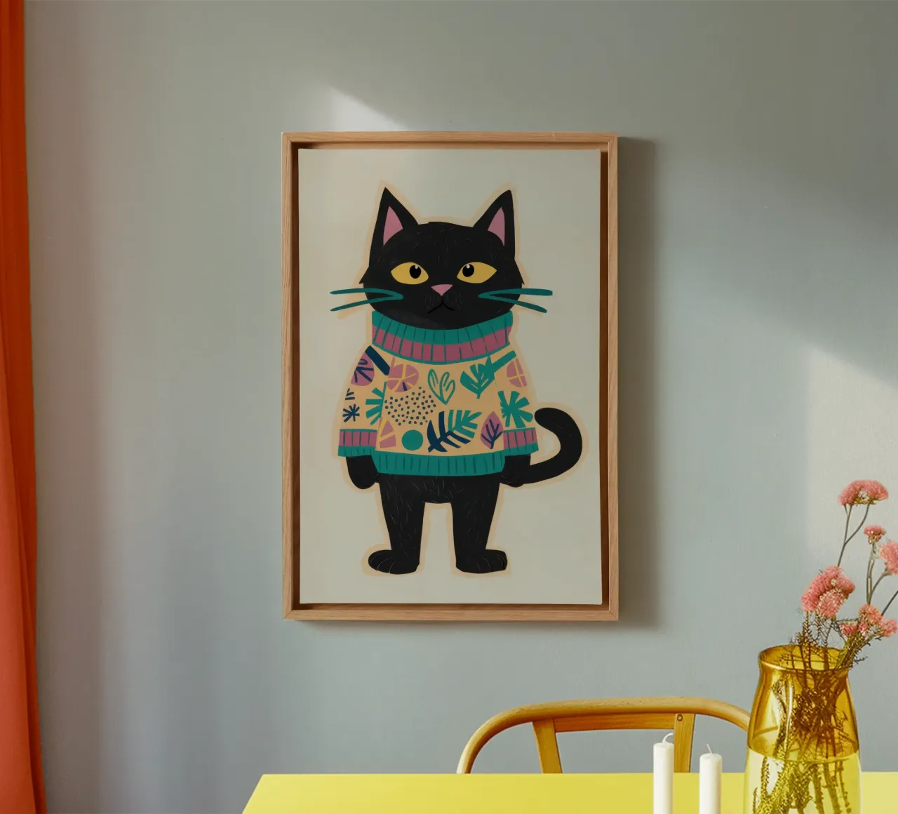 Dapper Sweater Cat canvas with Floater frame by Moon Revolver