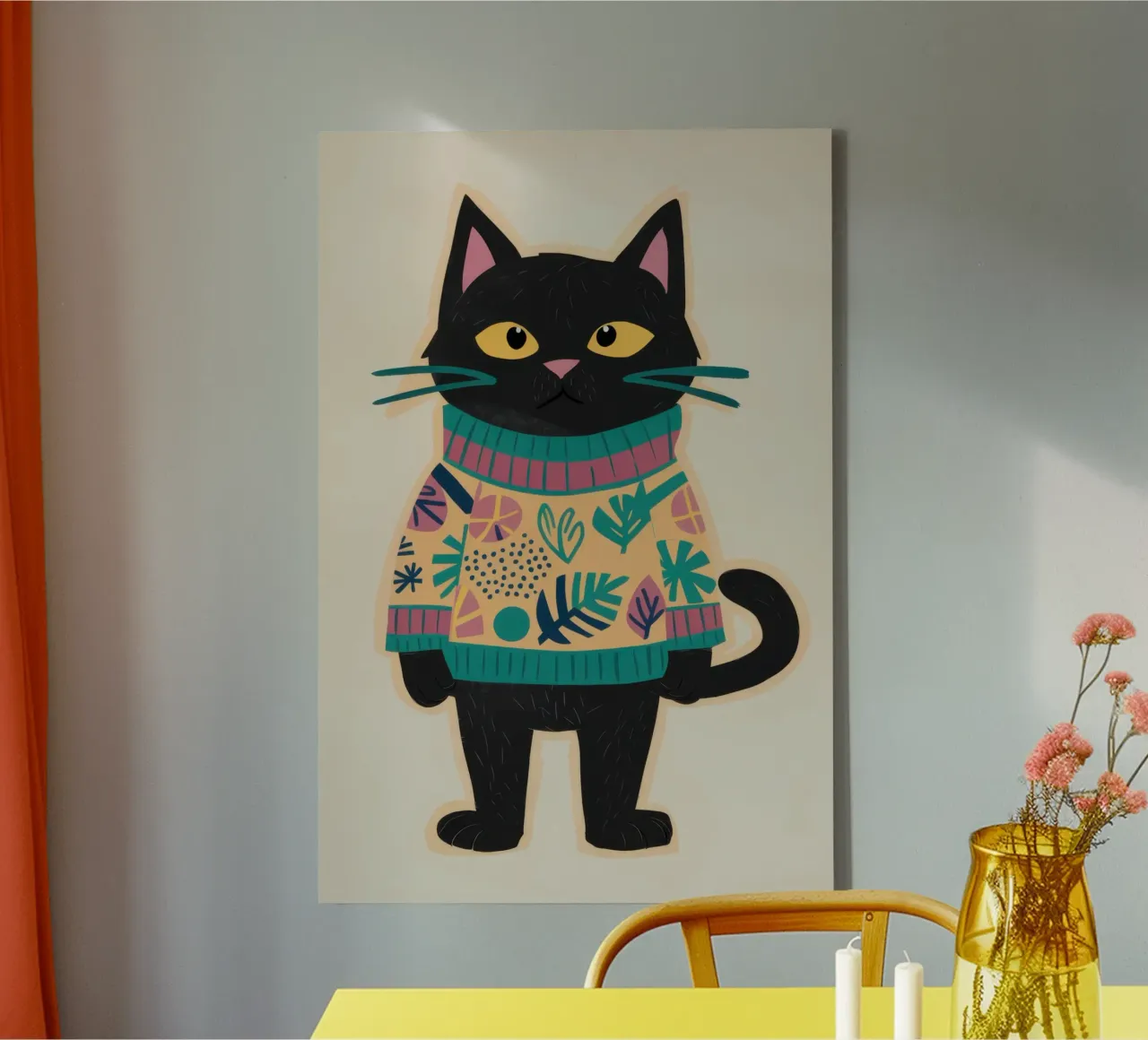 Dapper Sweater Cat canvas with Floater frame by Moon Revolver
