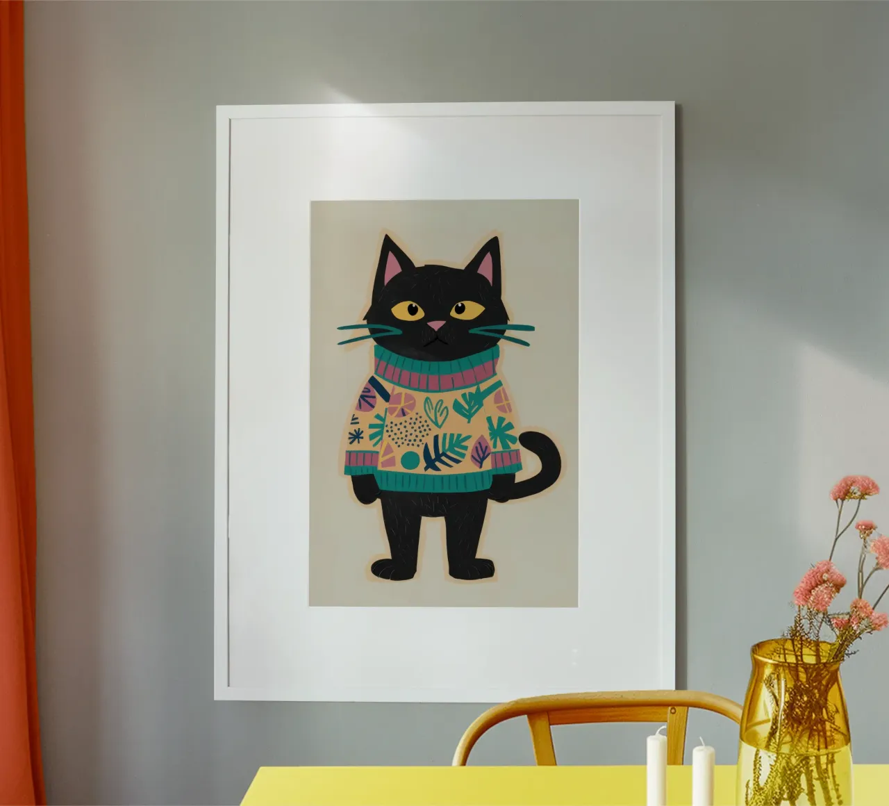Gatto maglione Dapper poster con telaio in plastica da Moon Revolver