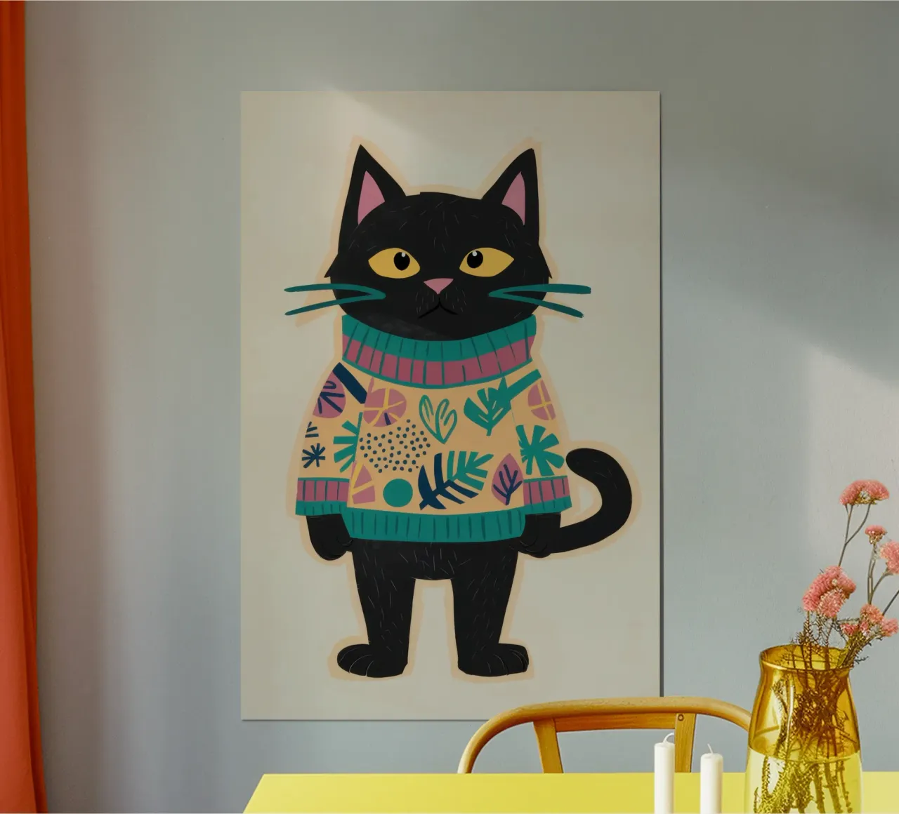 Gatto maglione Dapper poster con telaio in plastica da Moon Revolver
