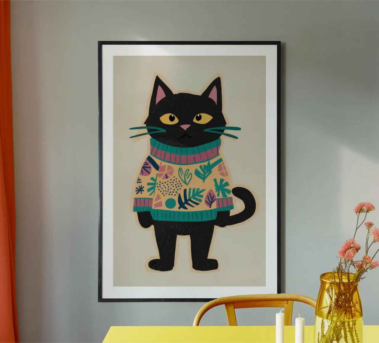 Gatto maglione Dapper poster con telaio in plastica da Moon Revolver