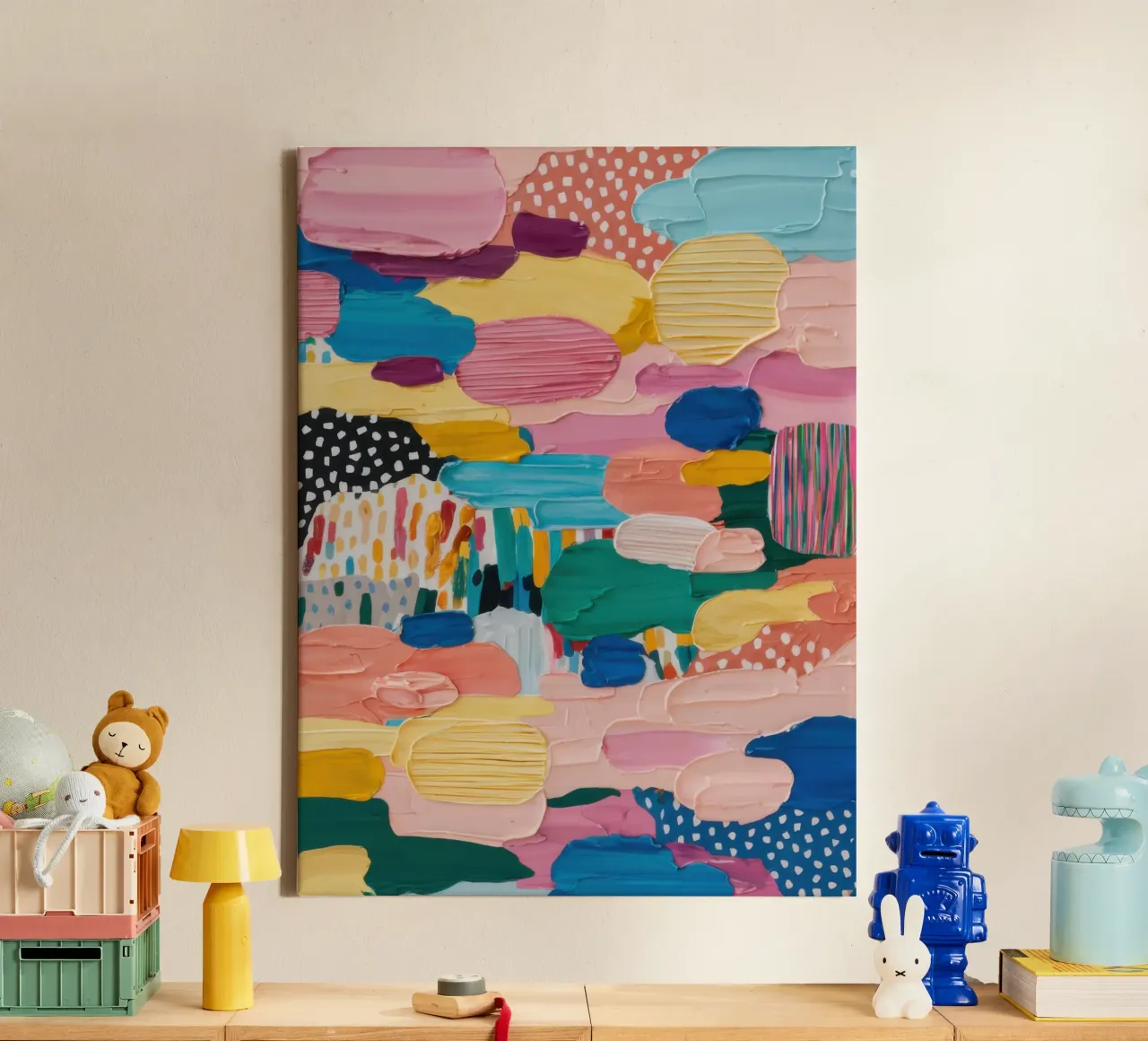 Layered Abstract Hills canvas with Floater frame by Echo Saber