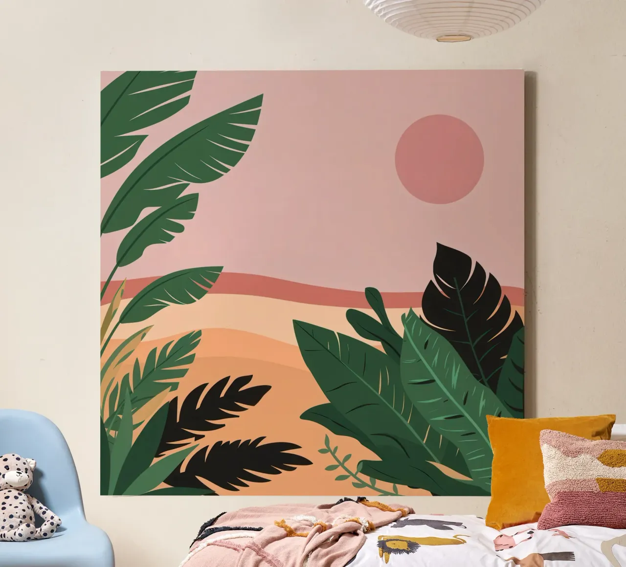 Minimalist Desert Oasis canvas with Floater frame by Wish Studio