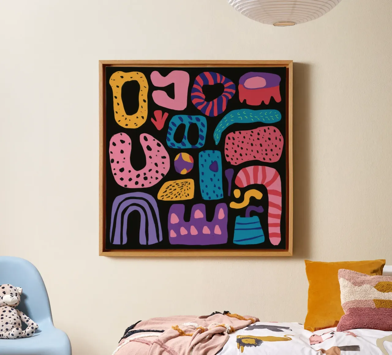 Playful Pebble Pattern canvas with Floater frame by Sure Paint