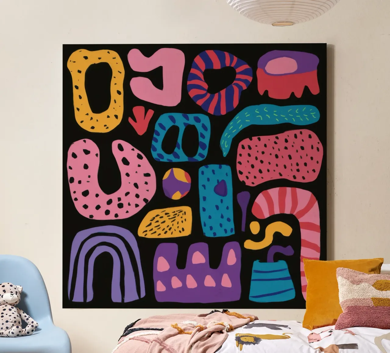 Playful Pebble Pattern canvas with Floater frame by Sure Paint
