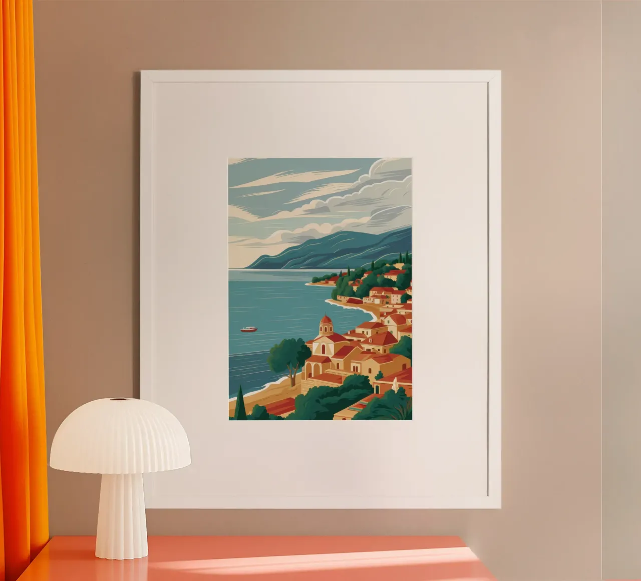 Terracotta Coastal Vista poster da Sure Paint