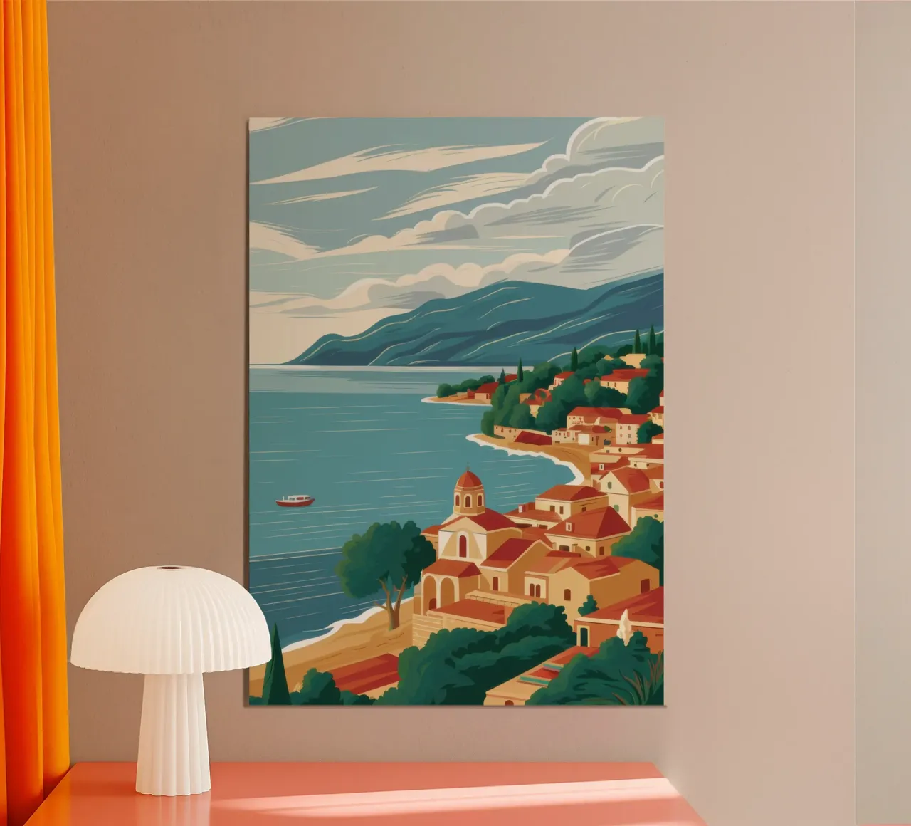 Terracotta Coastal Vista poster da Sure Paint